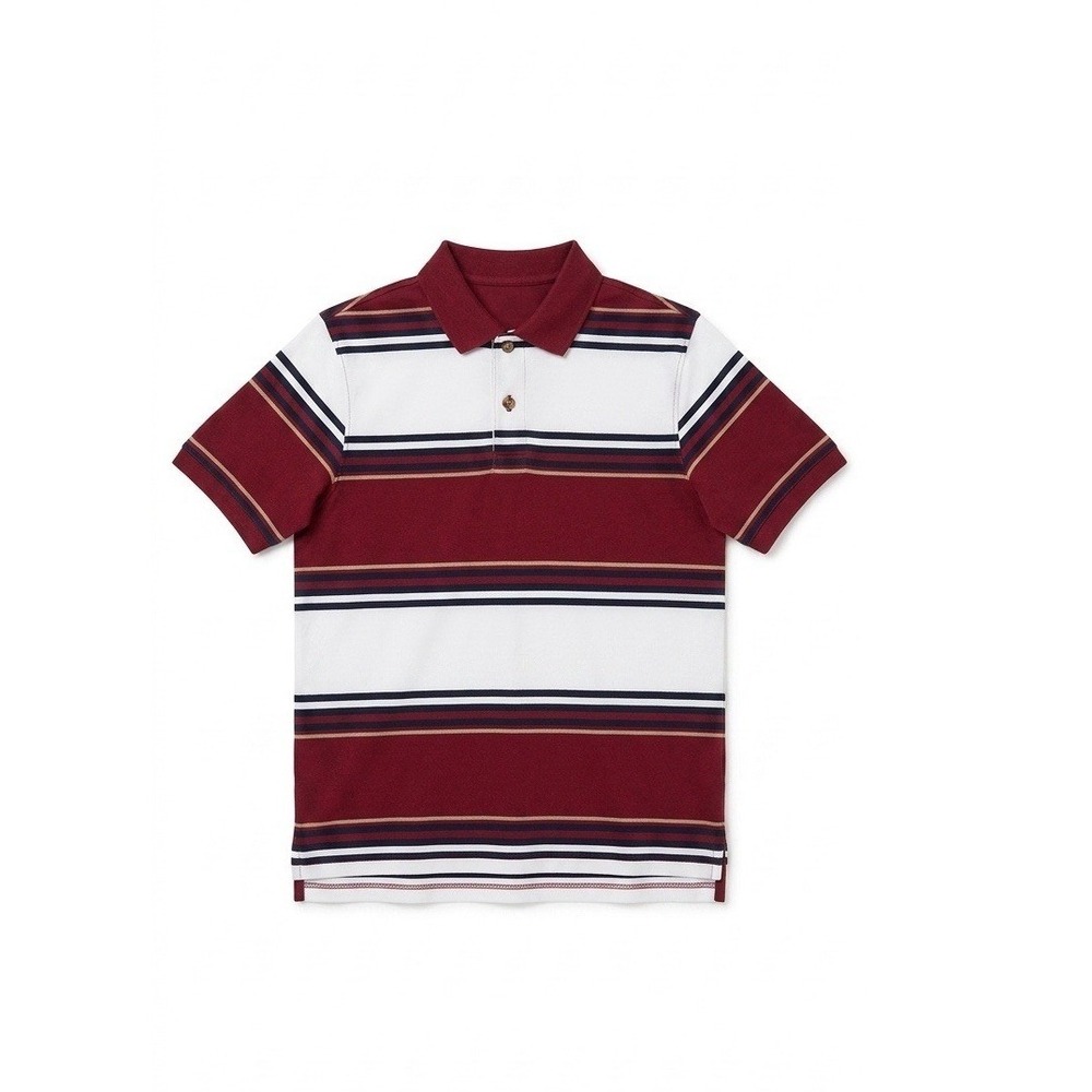 Eddie Bauer Striped Red Multicolor Short Sleeve Collared Shirt Size Small Cotton